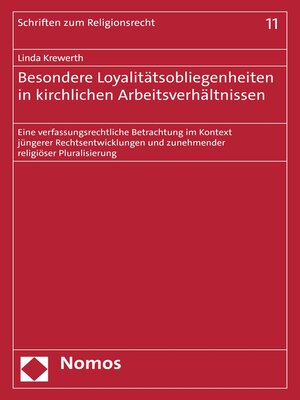 cover image of Besondere Loyalitätsobliegenheiten in kirchlichen Arbeitsverhältnissen